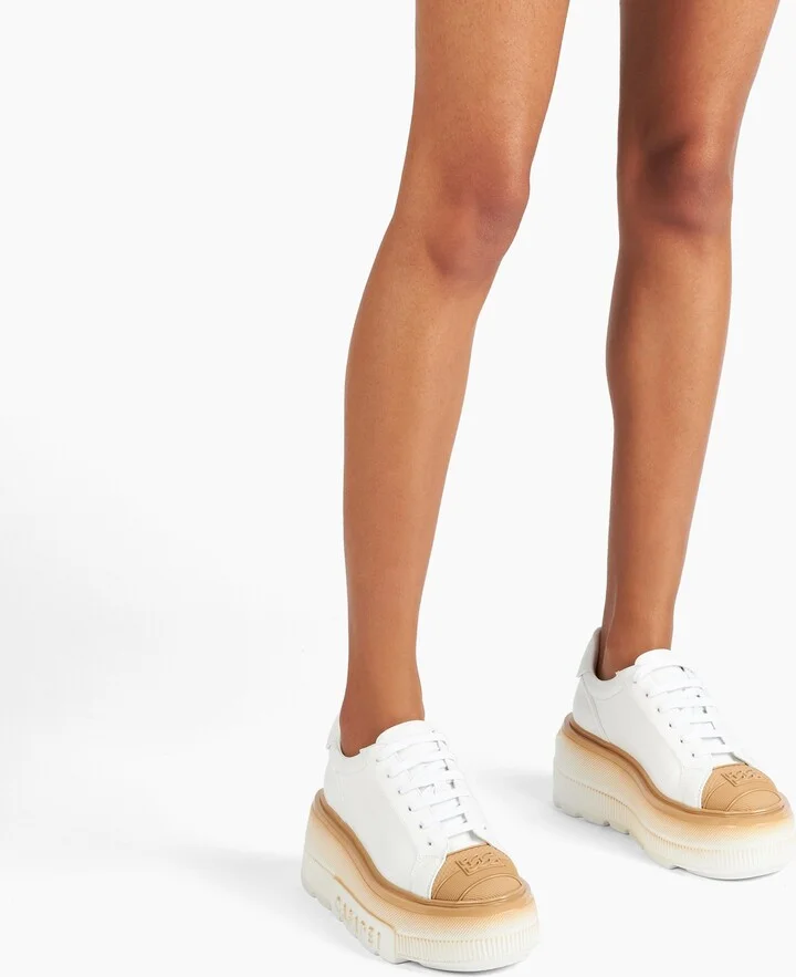 Casadei Nexus Toe Cap Sneakers - Woman Sneakers White And Hazelnut 40.5 - Image 6