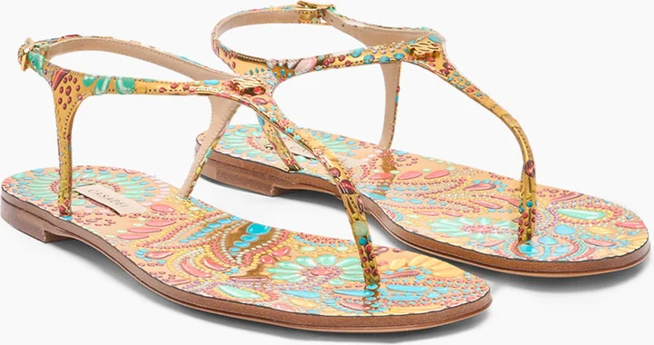 Casadei Nuggets Thongs - Woman Flats And Loafers Gold 41 - Image 2