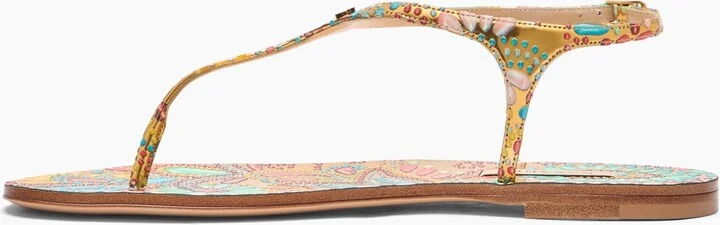 Casadei Nuggets Thongs - Woman Flats And Loafers Gold 41 - Image 3