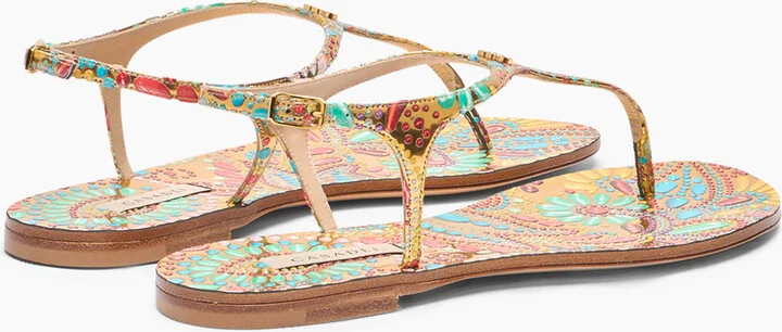 Casadei Nuggets Thongs - Woman Flats And Loafers Gold 41 - Image 4