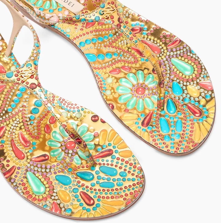 Casadei Nuggets Thongs - Woman Flats And Loafers Gold 41 - Image 5