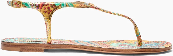 Casadei Nuggets Thongs - Woman Flats And Loafers Gold 41