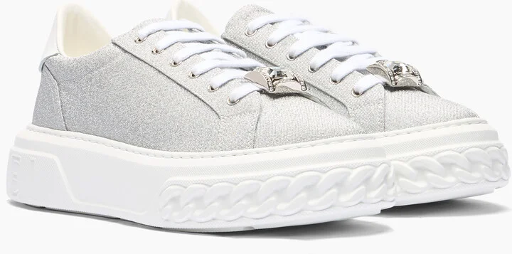 Casadei Off Road Cas25 Sneakers - Woman Sneakers Silver And White 35 - Image 2