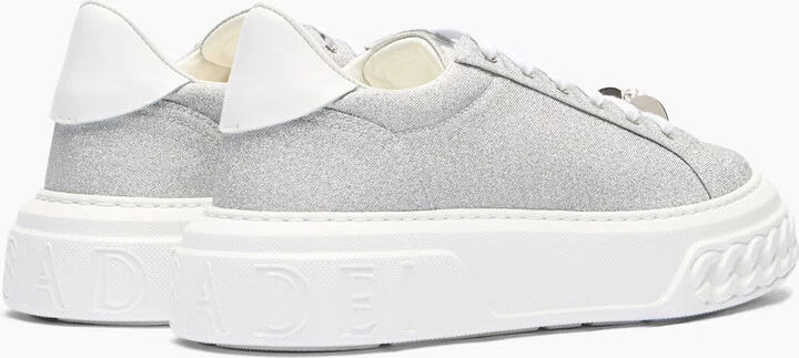 Casadei Off Road Cas25 Sneakers - Woman Sneakers Silver And White 35 - Image 4