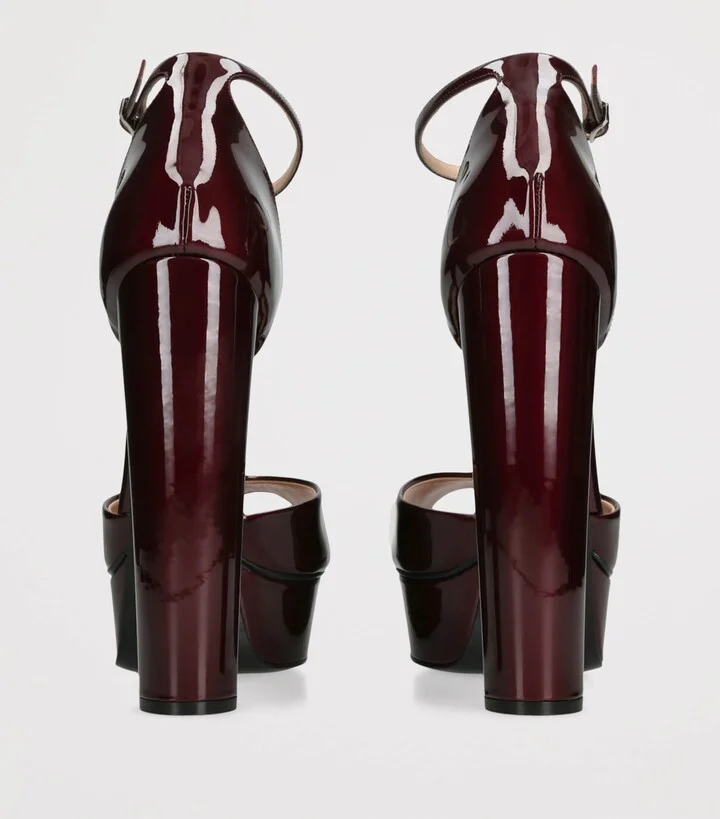 Casadei Patent Leather Flora Platform Heels 140 - Image 2