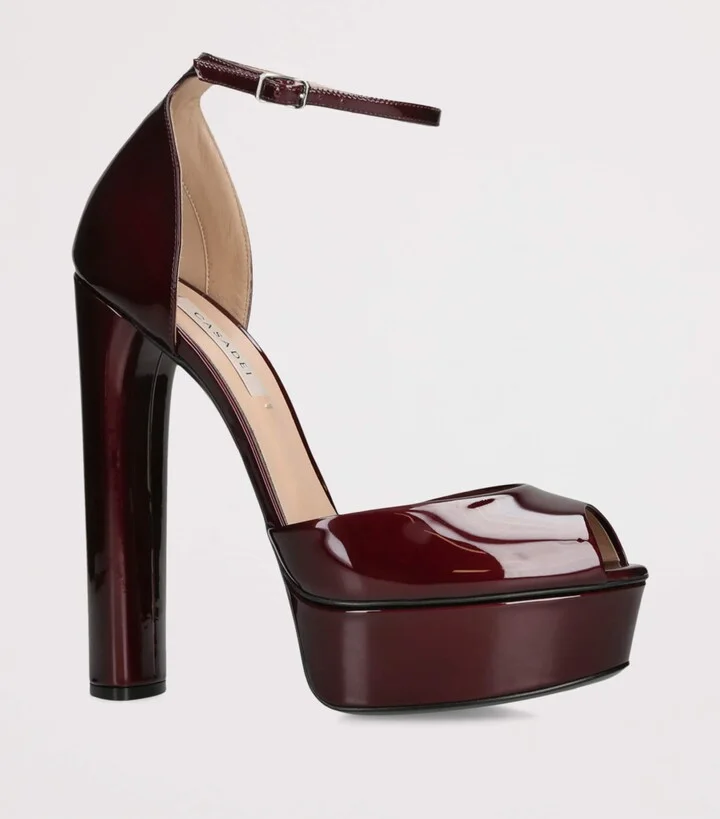 Casadei Patent Leather Flora Platform Heels 140 - Image 3