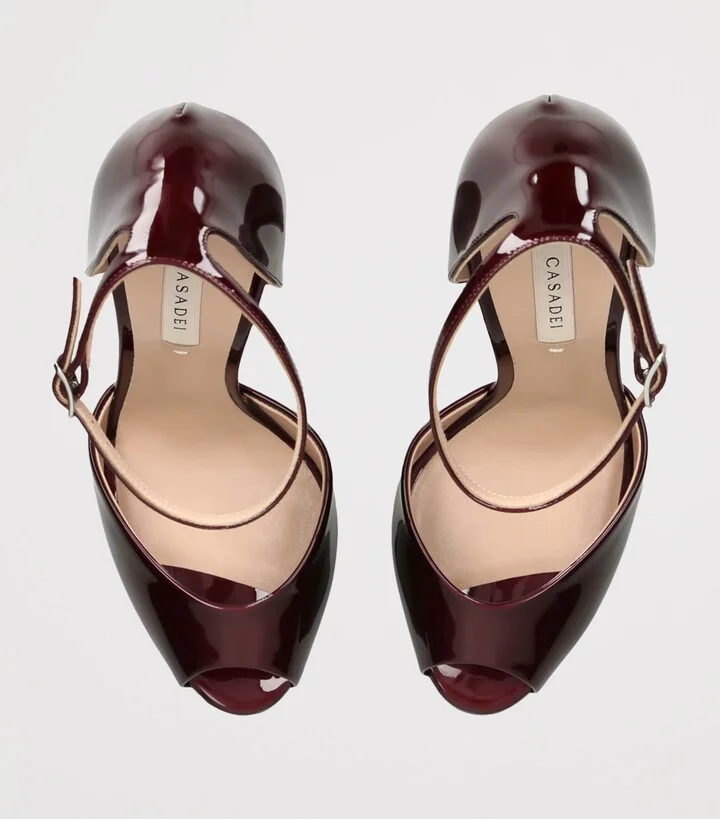 Casadei Patent Leather Flora Platform Heels 140 - Image 4
