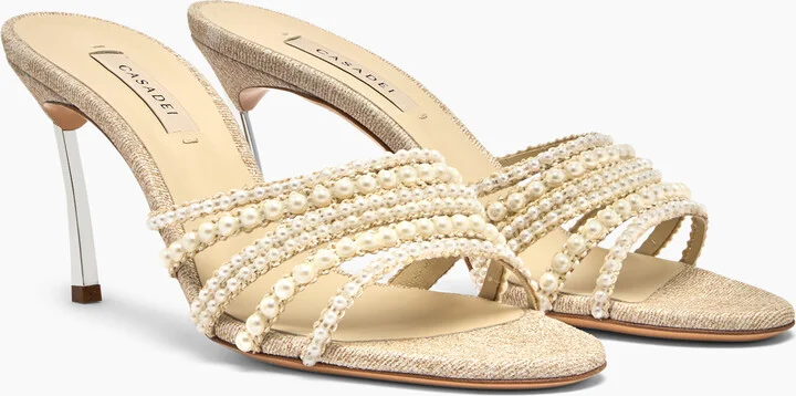 Casadei Pearlsway Blade Mule - Woman Mules Gold 36 - Image 2