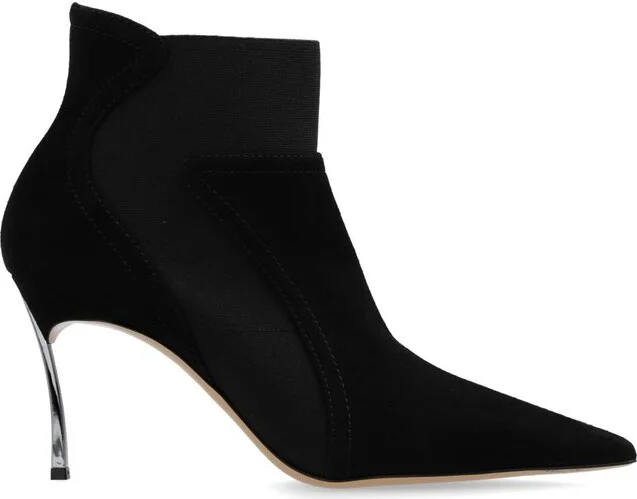 Casadei Pointed-Toe Heeled Ankle Boots