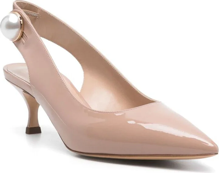 Casadei Pointed Toe Slingback Pumps With Mid Heel - Image 4