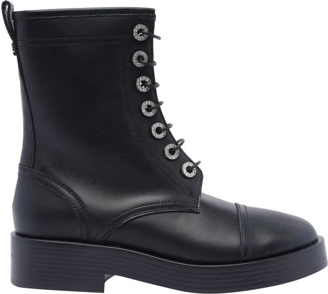 Casadei Round Toe Zipped Lace-Up Boots