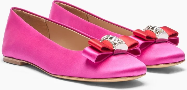 Casadei Satin Ballet Flats - Woman Flats And Loafers Fuchsia And Flame 37 - Image 2