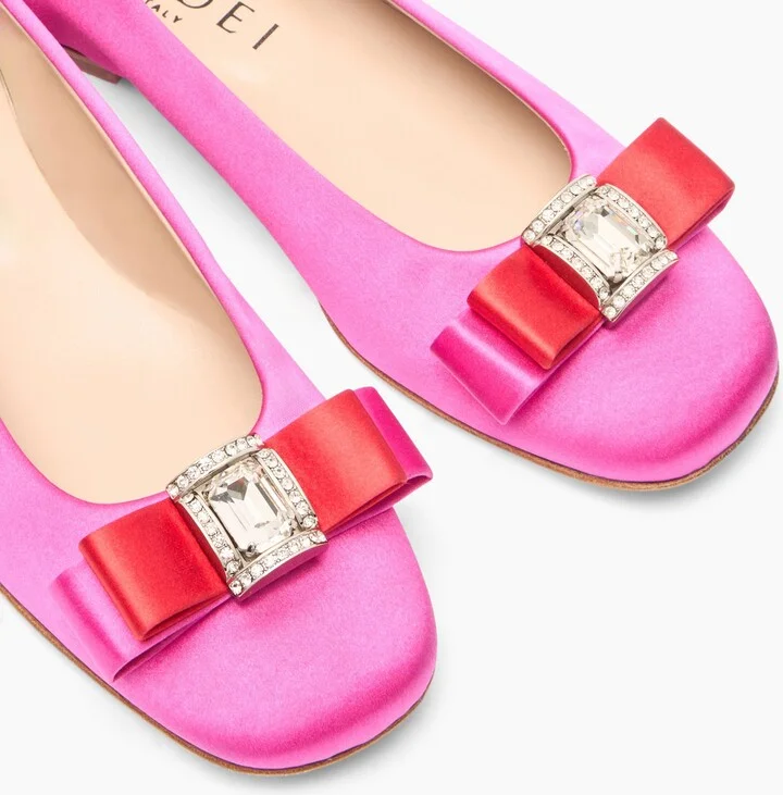 Casadei Satin Ballet Flats - Woman Flats And Loafers Fuchsia And Flame 37 - Image 5