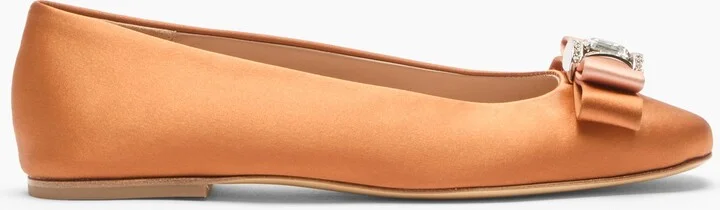 Casadei Satin Ballet Flats - Woman Flats And Loafers Topazio And Light Peach 36
