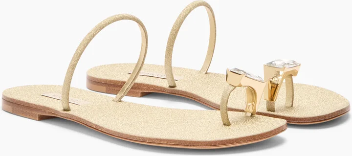 Casadei Soraya Solar Eclipse Flat Sandals - Woman Flats And Loafers Goldust 42 - Image 2