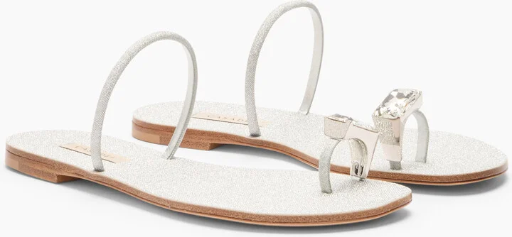 Casadei Soraya Solar Eclipse Flat Sandals - Woman Flats And Loafers Silver 36 - Image 2
