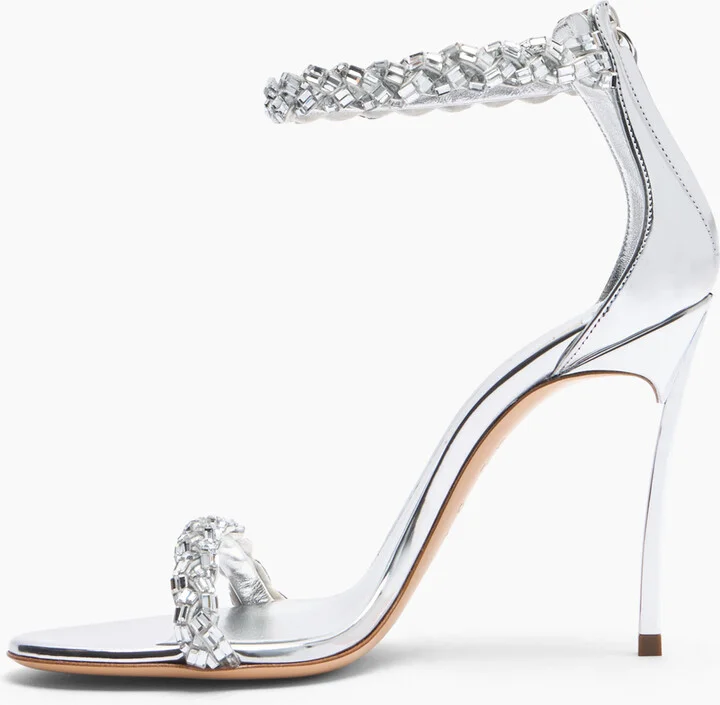Casadei Starsway Blade Sandals - Woman Sandals Crystal And Silver 40 - Image 3