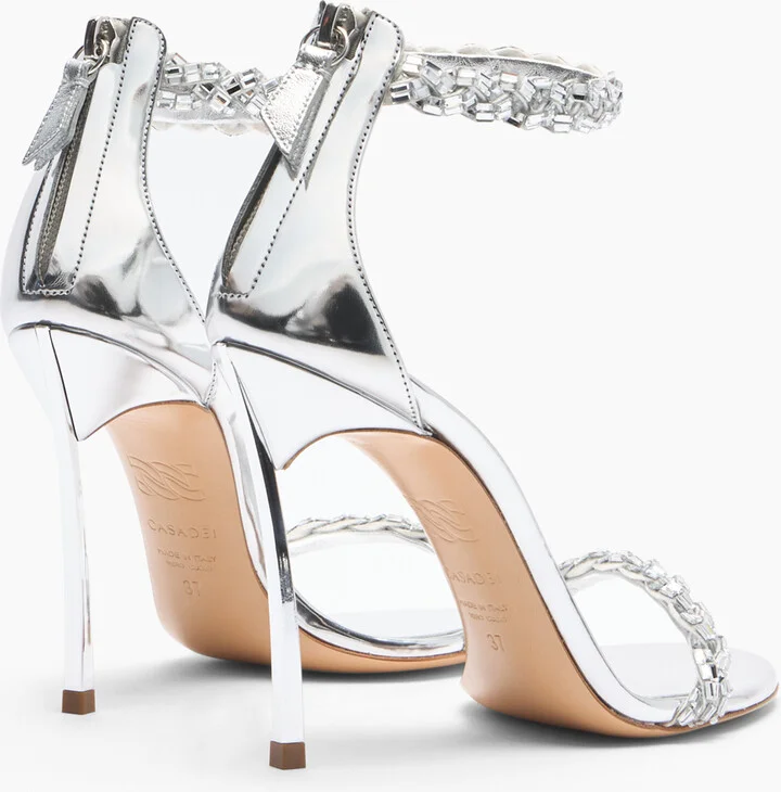 Casadei Starsway Blade Sandals - Woman Sandals Crystal And Silver 40 - Image 4