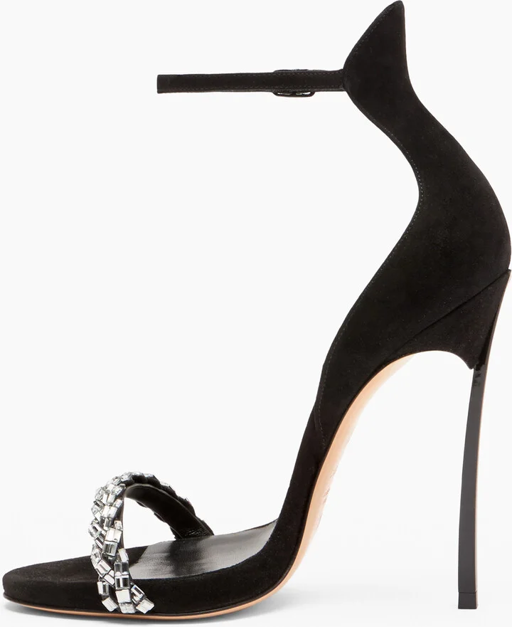 Casadei Starsway Cappa Blade Sandals - Woman Sandals Black And Crystal 36 - Image 3
