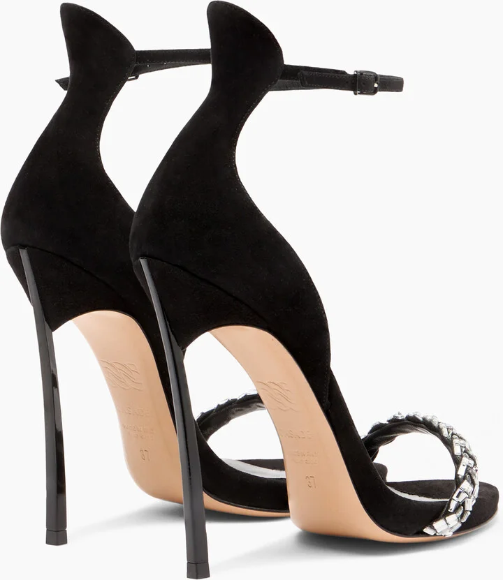 Casadei Starsway Cappa Blade Sandals - Woman Sandals Black And Crystal 36 - Image 4
