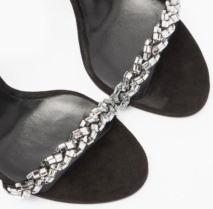 Casadei Starsway Cappa Blade Sandals - Woman Sandals Black And Crystal 36 - Image 5