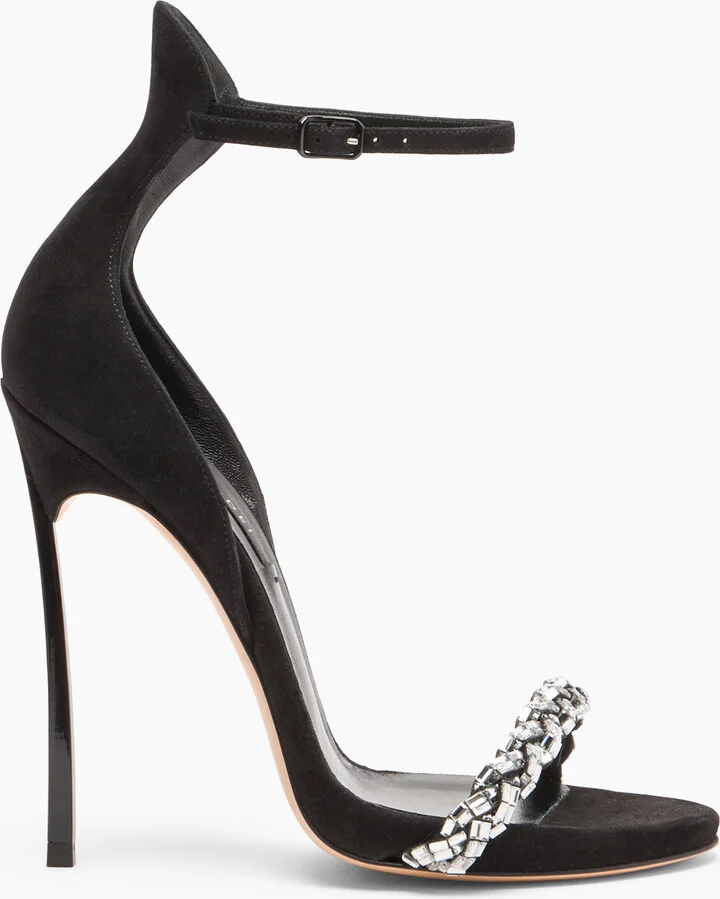 Casadei Starsway Cappa Blade Sandals - Woman Sandals Black And Crystal 36