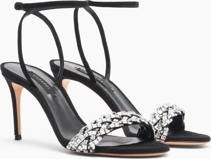 Casadei Starsway Julia Sandals - Woman Sandals Black And Crystal 35.5 - Image 2
