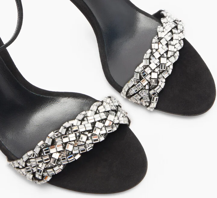 Casadei Starsway Julia Sandals - Woman Sandals Black And Crystal 35.5 - Image 5