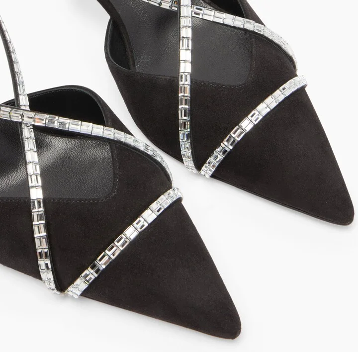 Casadei Starsway Julia Slingbacks - Woman Pumps And Slingback Black And Crystal 35 - Image 5
