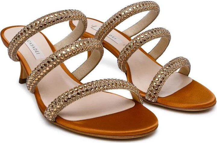 Casadei 'Stratosphere' Honey Satin Sandals - Image 2
