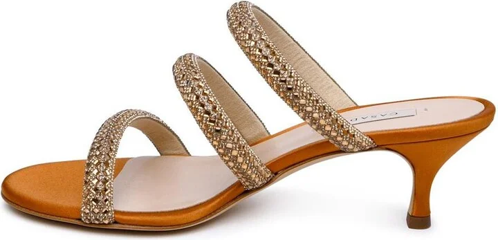 Casadei 'Stratosphere' Honey Satin Sandals - Image 3