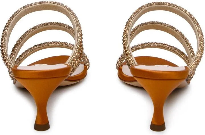 Casadei 'Stratosphere' Honey Satin Sandals - Image 4