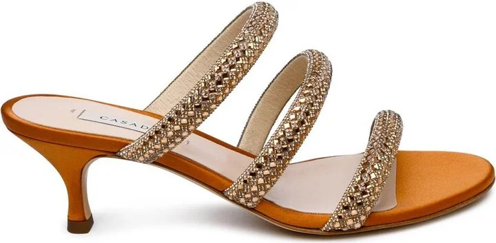 Casadei 'Stratosphere' Honey Satin Sandals