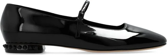 Casadei Stud-Embellished Almond Toe Ballerina Shoes