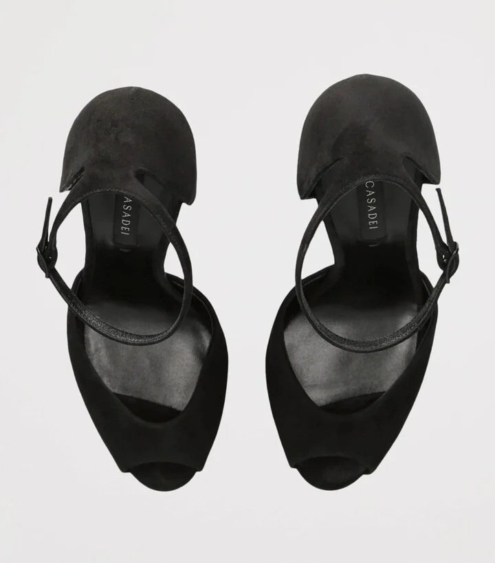Casadei Suede Flora Platform Heels 140 - Image 4