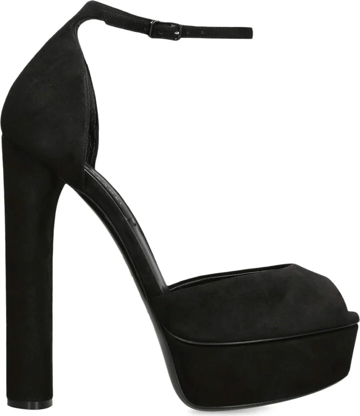 Casadei Suede Flora Platform Heels 140