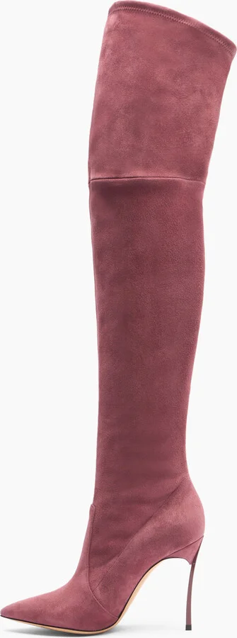 Casadei Suede Over The Knee - Woman Over The Knee Boots Renaissance 40 - Image 3