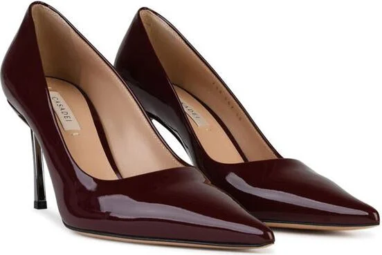Casadei 'Superblade' Burgundy Shiny Leather Pumps - Image 2