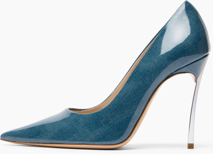 Casadei Superblade Denim Lac Pumps - Woman Pumps And Slingback Denim 37.5 - Image 3