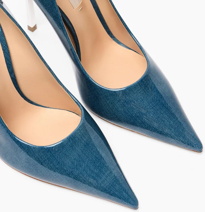 Casadei Superblade Denim Lac Pumps - Woman Pumps And Slingback Denim 37.5 - Image 5