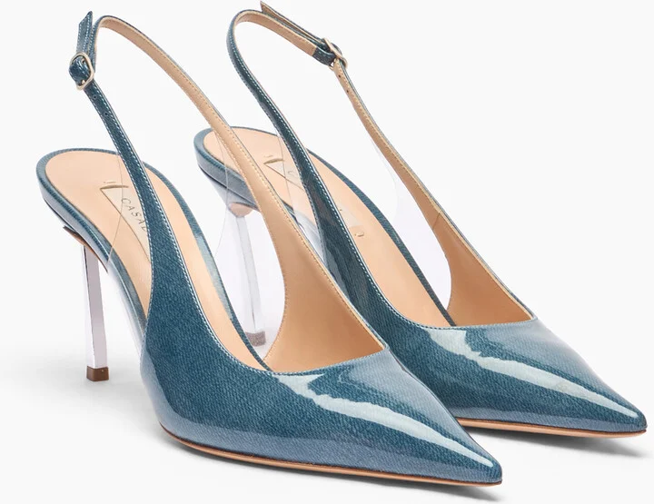 Casadei Superblade Denim Lac Slingbacks - Woman Pumps And Slingback Denim 39 - Image 2