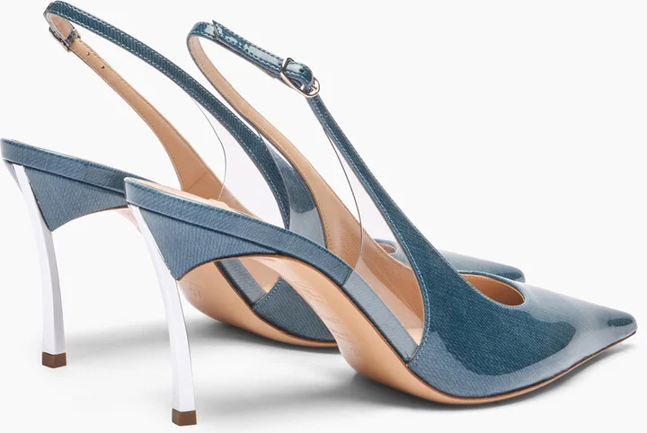 Casadei Superblade Denim Lac Slingbacks - Woman Pumps And Slingback Denim 39 - Image 4
