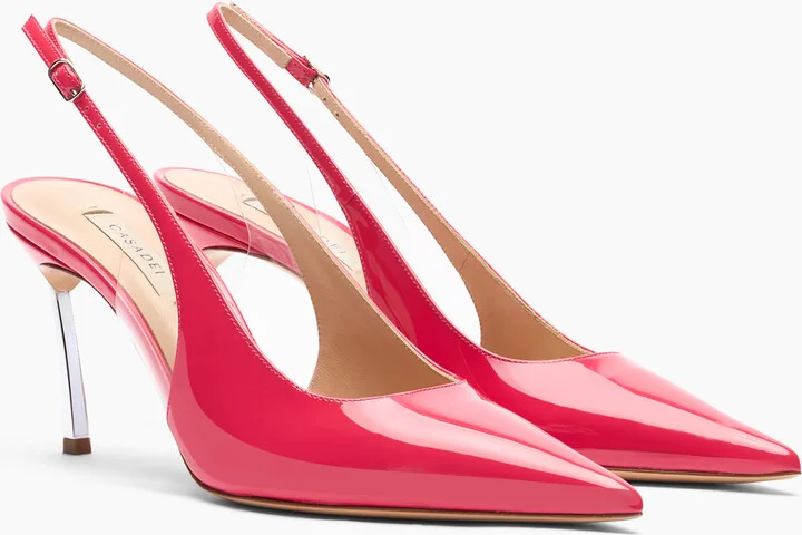 Casadei Superblade Patent Leather Slingbacks - Woman Pumps And Slingback Coral 37.5 - Image 3