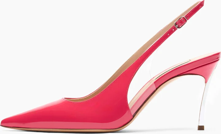 Casadei Superblade Patent Leather Slingbacks - Woman Pumps And Slingback Coral 37.5 - Image 4