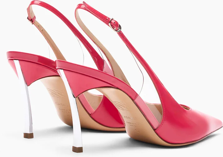 Casadei Superblade Patent Leather Slingbacks - Woman Pumps And Slingback Coral 37.5 - Image 5