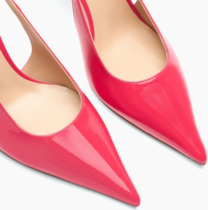 Casadei Superblade Patent Leather Slingbacks - Woman Pumps And Slingback Coral 37.5 - Image 6
