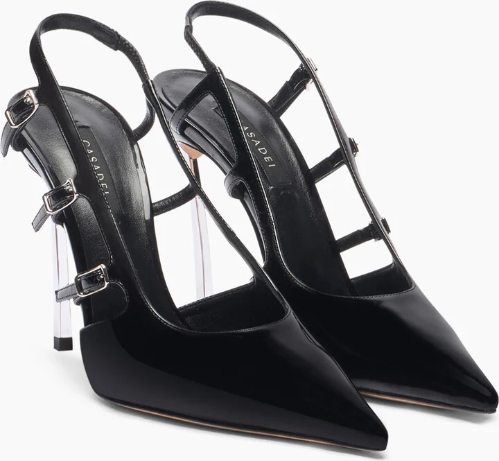 Casadei Superblade Straps Patent Leather Slingbacks - Woman Pumps And Slingback Black 36.5 - Image 2