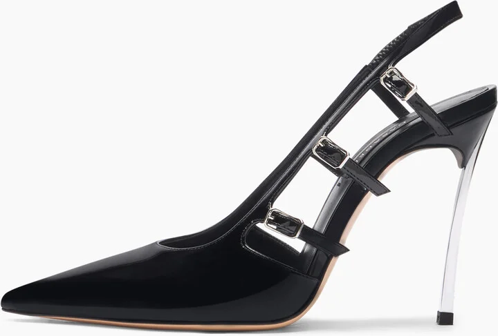 Casadei Superblade Straps Patent Leather Slingbacks - Woman Pumps And Slingback Black 36.5 - Image 3