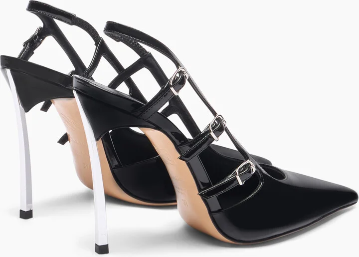 Casadei Superblade Straps Patent Leather Slingbacks - Woman Pumps And Slingback Black 36.5 - Image 4
