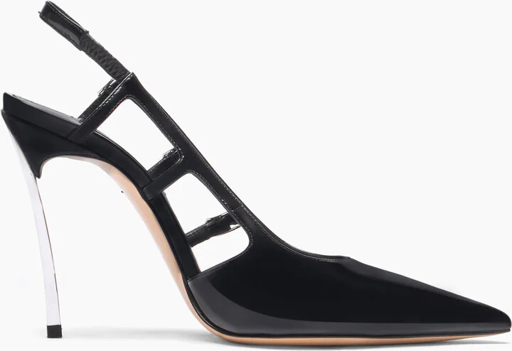 Casadei Superblade Straps Patent Leather Slingbacks - Woman Pumps And Slingback Black 36.5